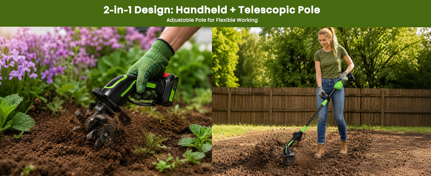 itoolmax 2 in 1 cordless handheld tiller cultivator