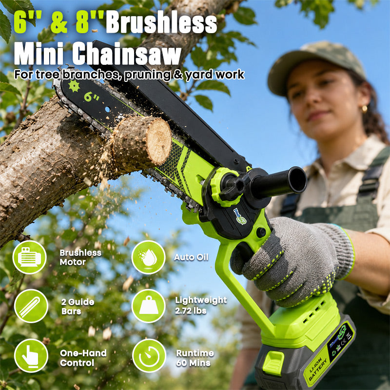 itoolmax 2 in 1 cordless mini chainsaw product for yard works