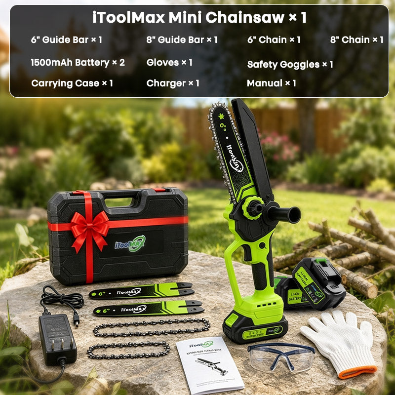 itoolmax 2 in 1 cordless mini chainsaw product package list