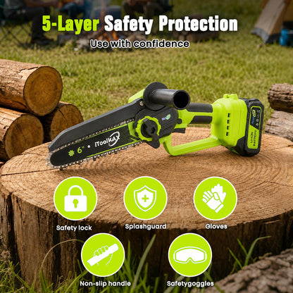 itoolmax 2 in 1 cordless mini chainsaw product safe protection