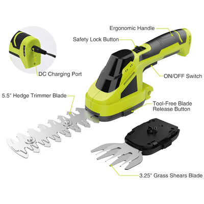 itoolmax 2 in 1 cordless shears and hedge trimmer informations