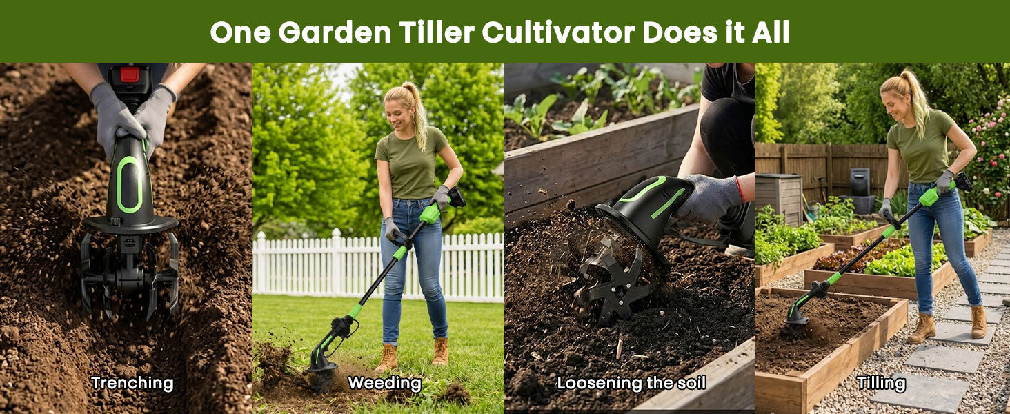 itoolmax 2 in 1 cordless tiller cultivator multi garden use