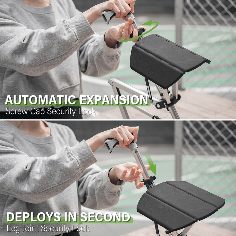 iToolMax 2-IN-1 Folding Walking Stick with Seat Automatic Expansion