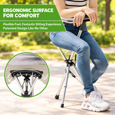 itoolmax 2 in 1 folding walking stick with seat flexible