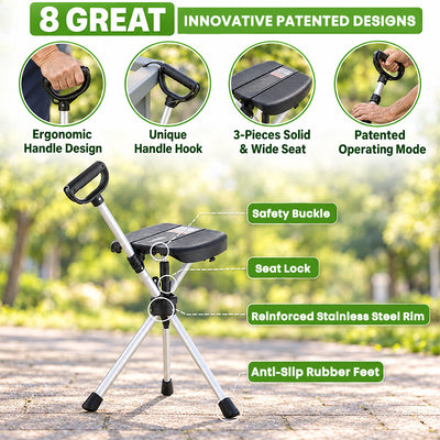 itoolmax 2 in 1 folding walking stick with seat innovative designs