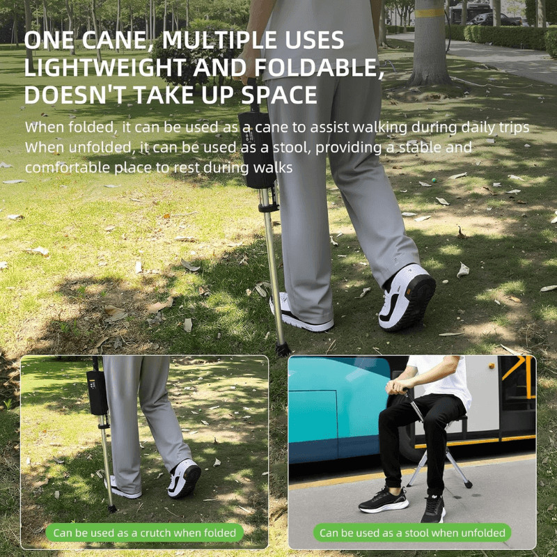 iToolMax 2-IN-1 Folding Walking Stick with Seat