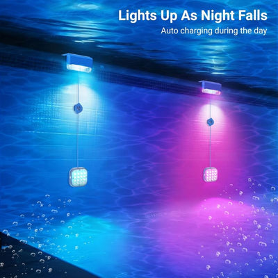 2-in-1 Solar Pool Lights with 16-Color Waterproof LEDs