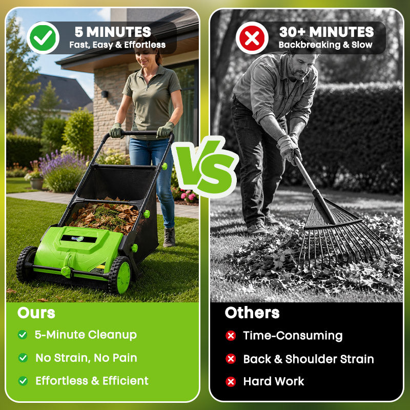 itoolmax 22 inch push lawn sweeper 5 minutes cleanup
