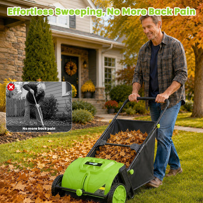 itoolmax 22 inch push lawn sweeper no more back pain