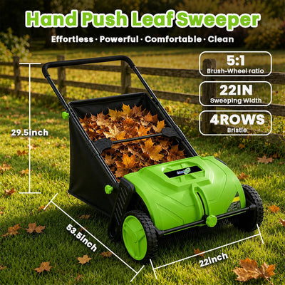 itoolmax 22 inch push lawn sweeper size chart