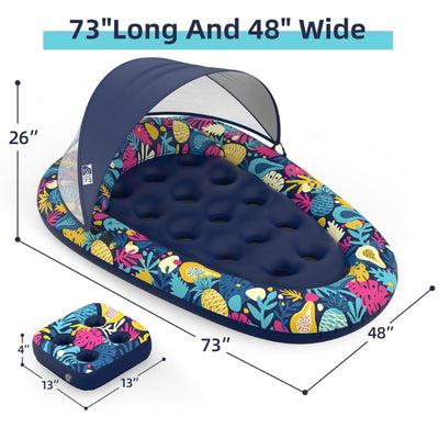 itoolmax 3 in 1 pool floats with removable canopy size
