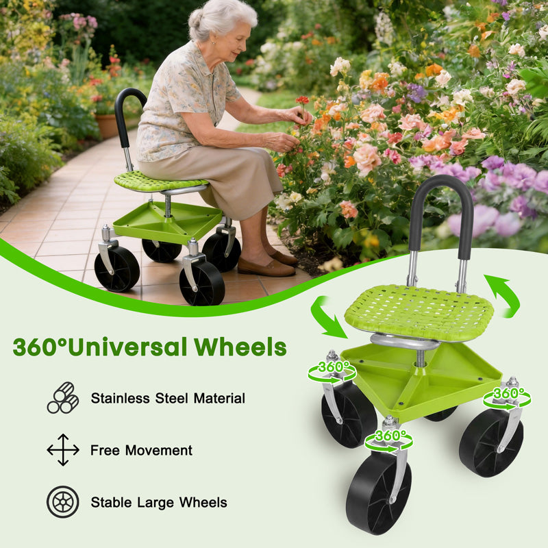 itoolmax 360 universal garden rolling cart seat