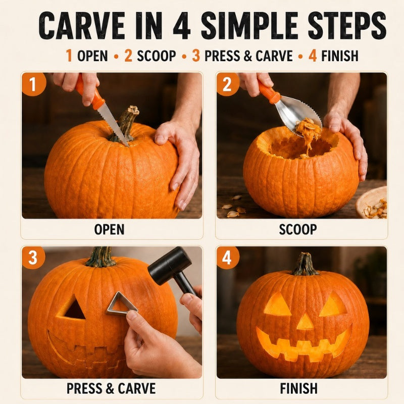 itoolmax 36pcs pumpkin carving kit carve 4 steps