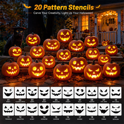 itoolmax 36pcs pumpkin carving kit with 20 patterns