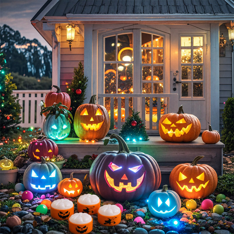 itoolmax 36pcs pumpkin carving kit with 4 colorful lights