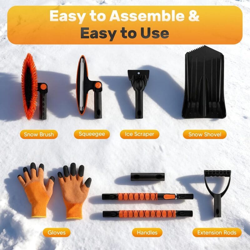 4-in-1 Snow Shovel with Extendable Handle & Gloves – itoolmax