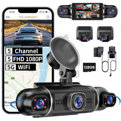 itoolmax 5 channel 360 dash camera with wifi