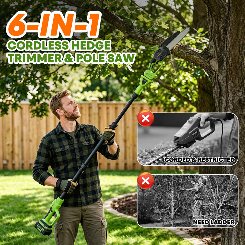 itoolmax 6 in 1 cordless hedge trimmer pole saw big advantage