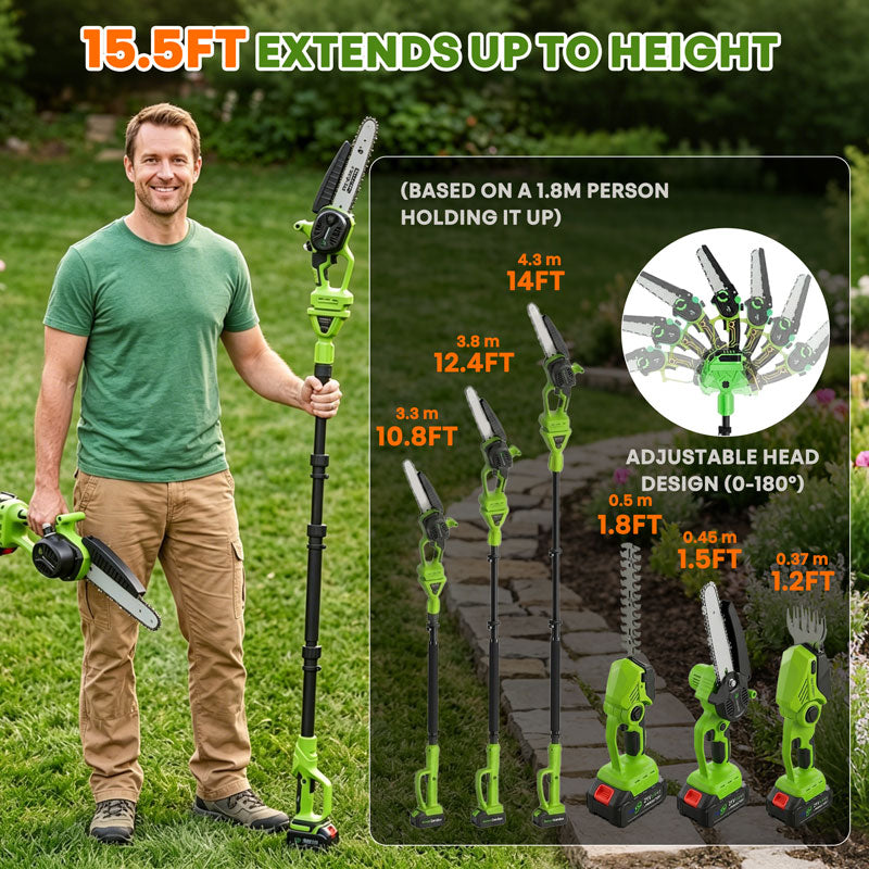 itoolmax 6 in 1 cordless hedge trimmer pole saw high pole
