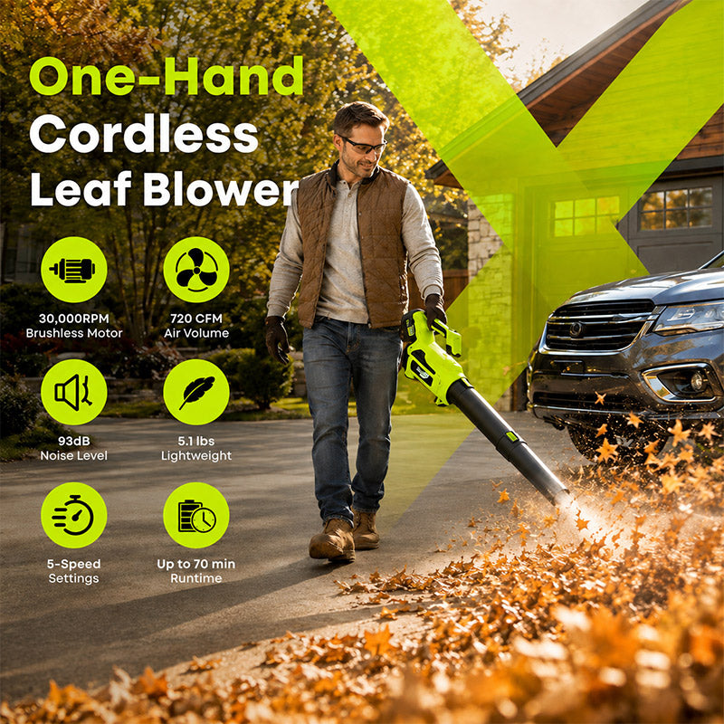 itoolmax 720cfm cordless electric leaf blower one hand use
