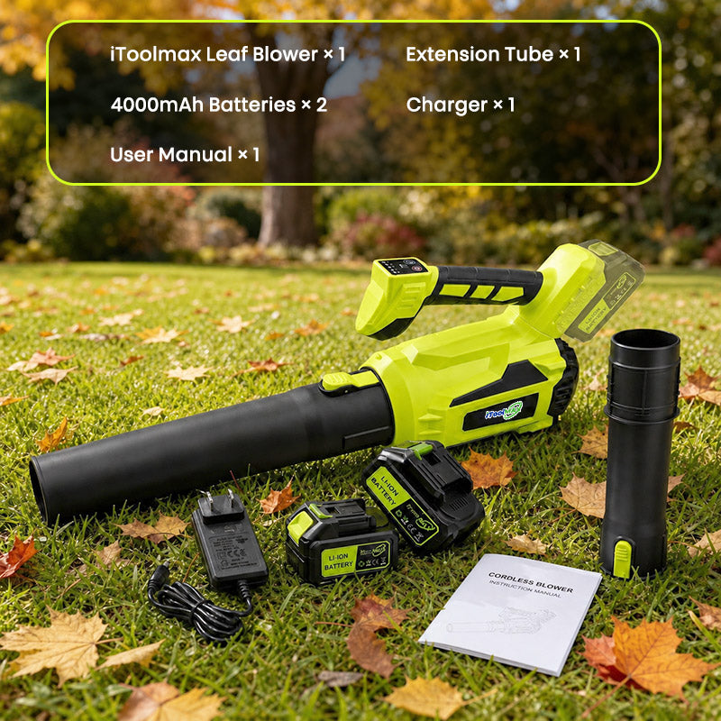 itoolmax 720cfm cordless electric leaf blower package list