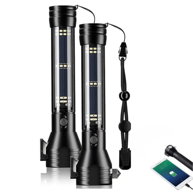 itoolmax 9 in 1 emergency solar power flashlight 2 packs
