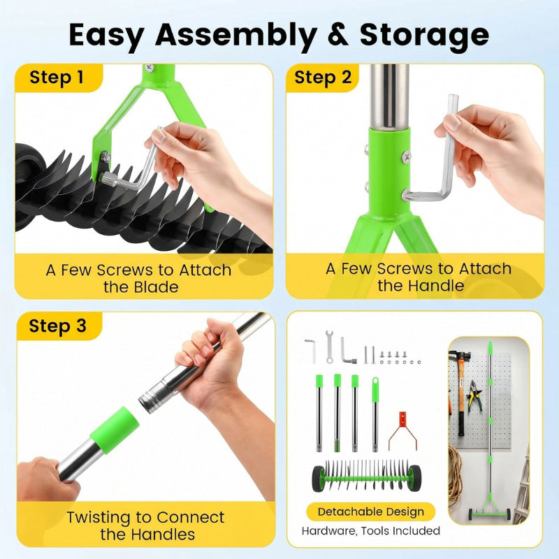 itoolmax adjustable thatch rake with wheels easy to assembly