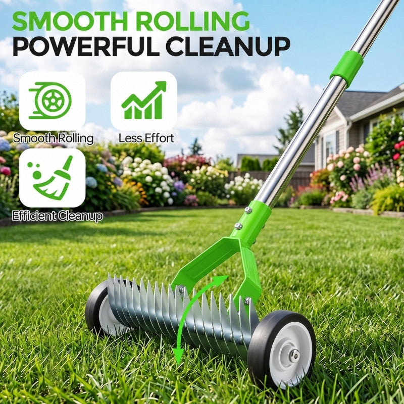 itoolmax adjustable thatch rake with wheels smooth rolling