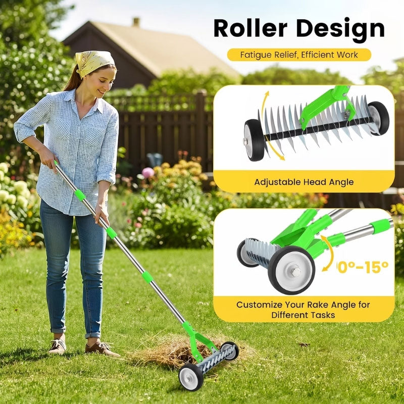 itoolmax adjustable thatch rake with wheels
