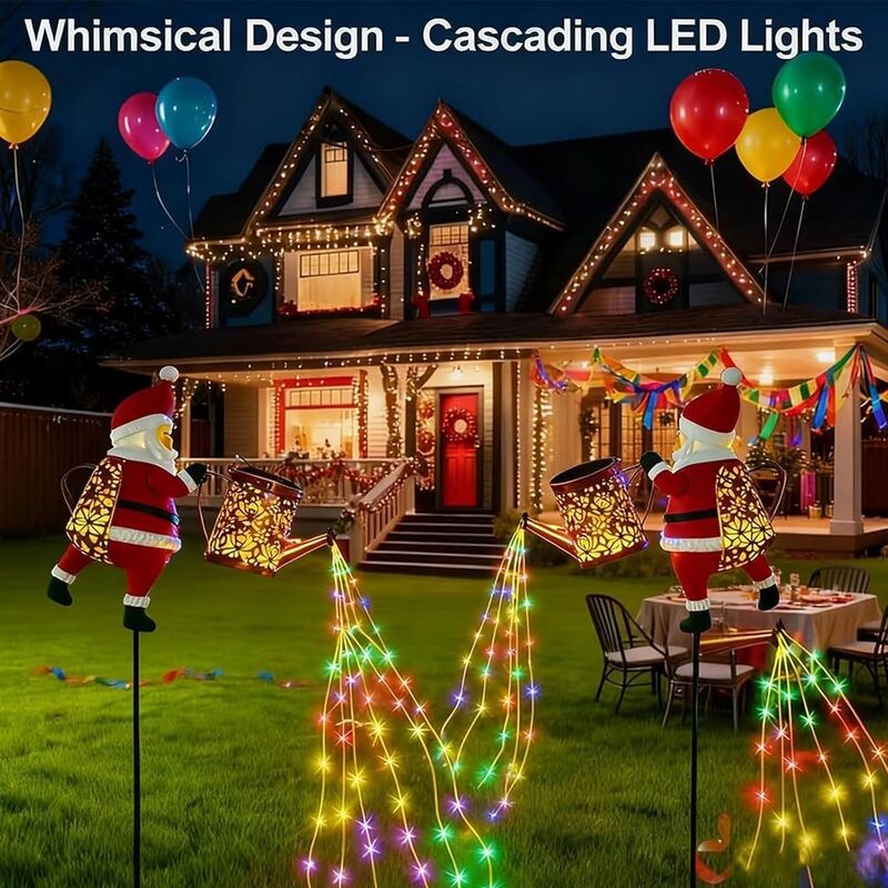 itoolmax christmas santa solar kettle lights gathering