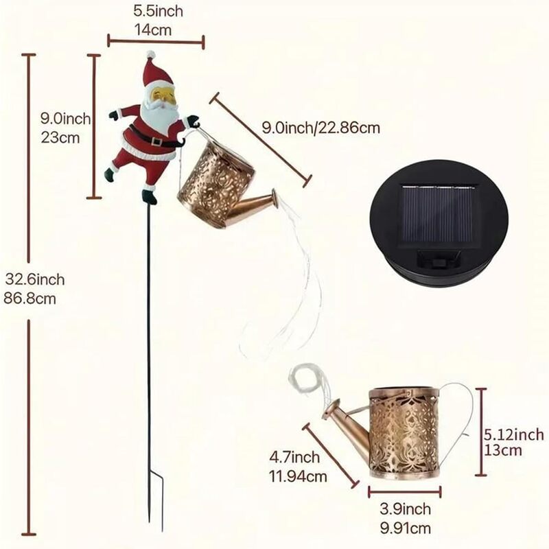 itoolmax christmas santa solar kettle lights size