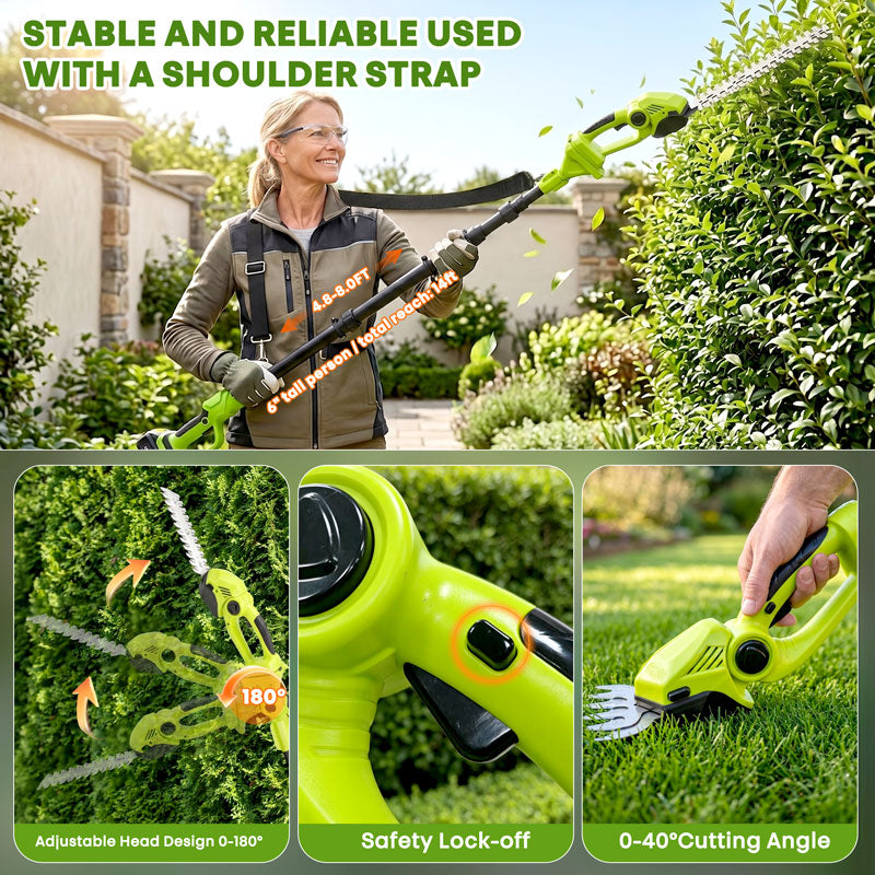 itoolmax cordless hedge trimmer pole saw with strap easy to use