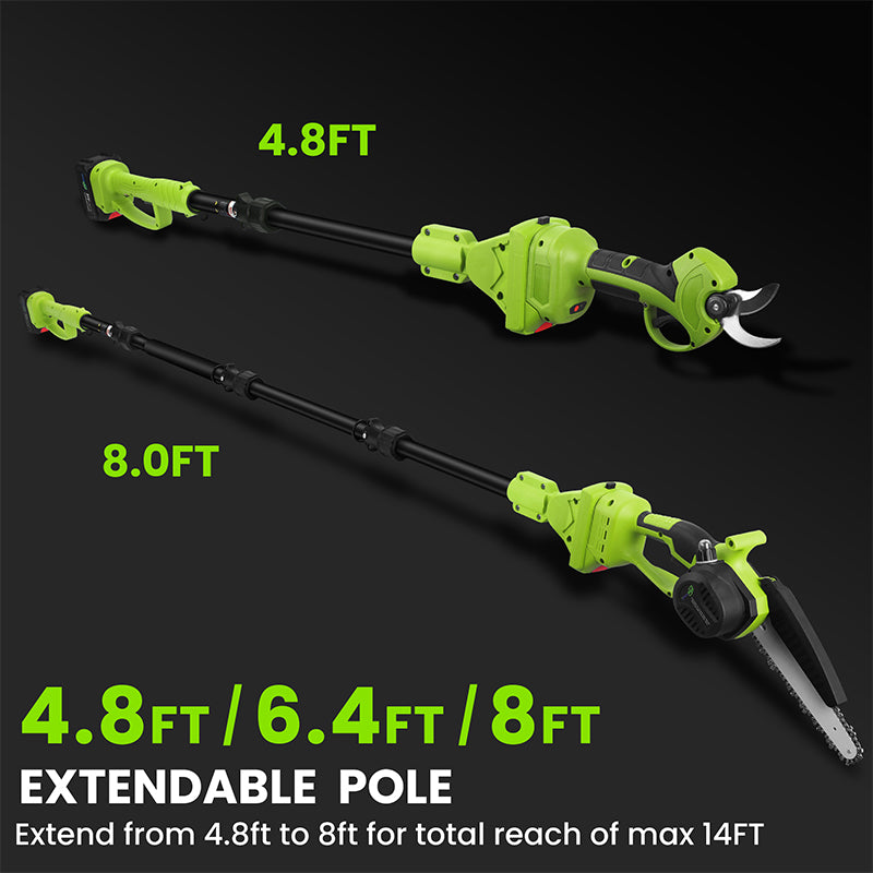 itoolmax cordless pole pruning shears with extendable pole