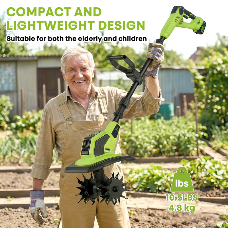 itoolmax cordless tiller cultivator 10lbs lightweight design