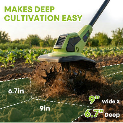 itoolmax cordless tiller cultivator 6'' deep 9''wide