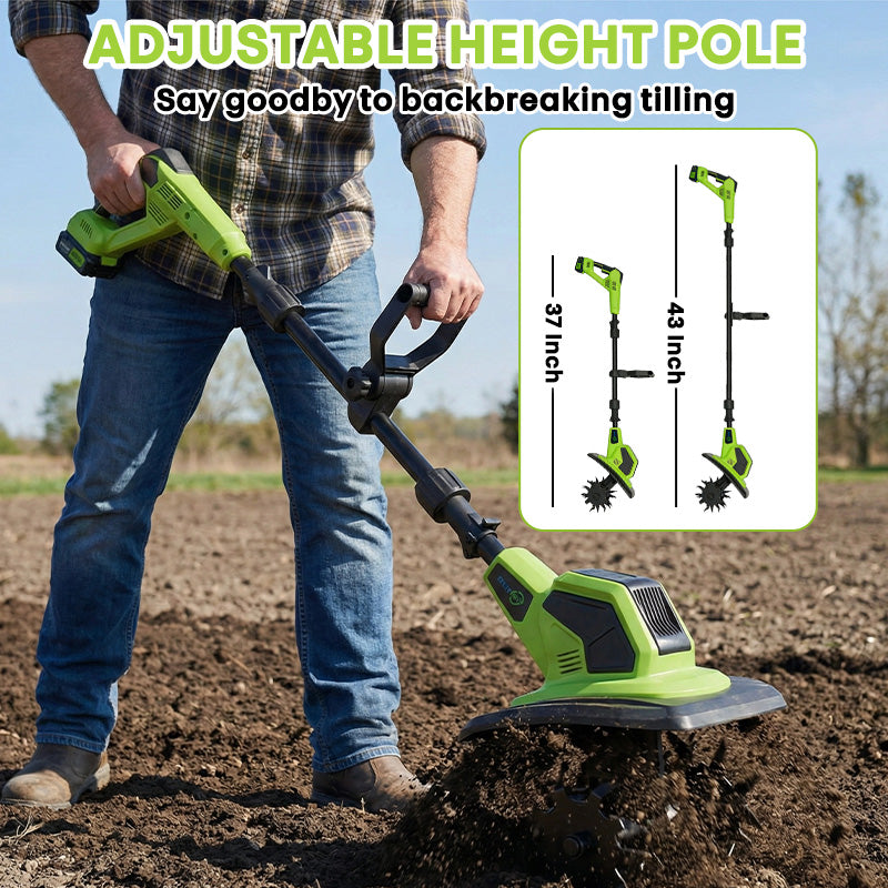 itoolmax cordless tiller cultivator adjustable height