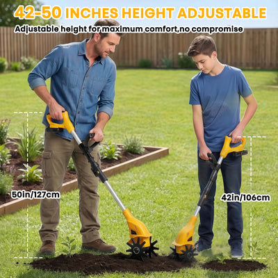 itoolmax cordless tiller electric cultivator 42-50 inch hight adjustable