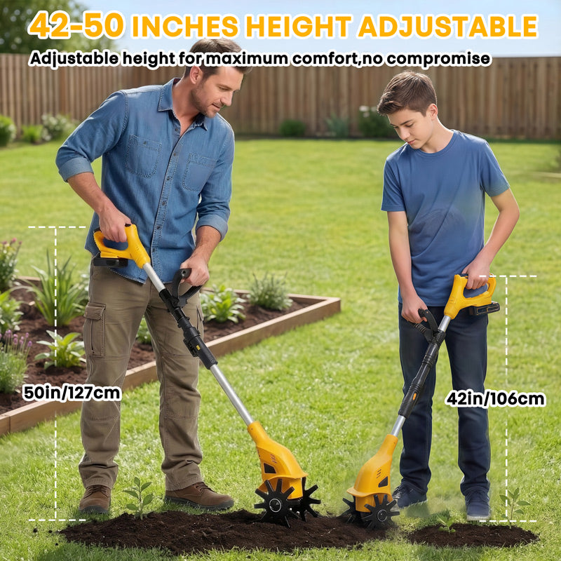 itoolmax cordless tiller electric cultivator 42-50 inch hight adjustable