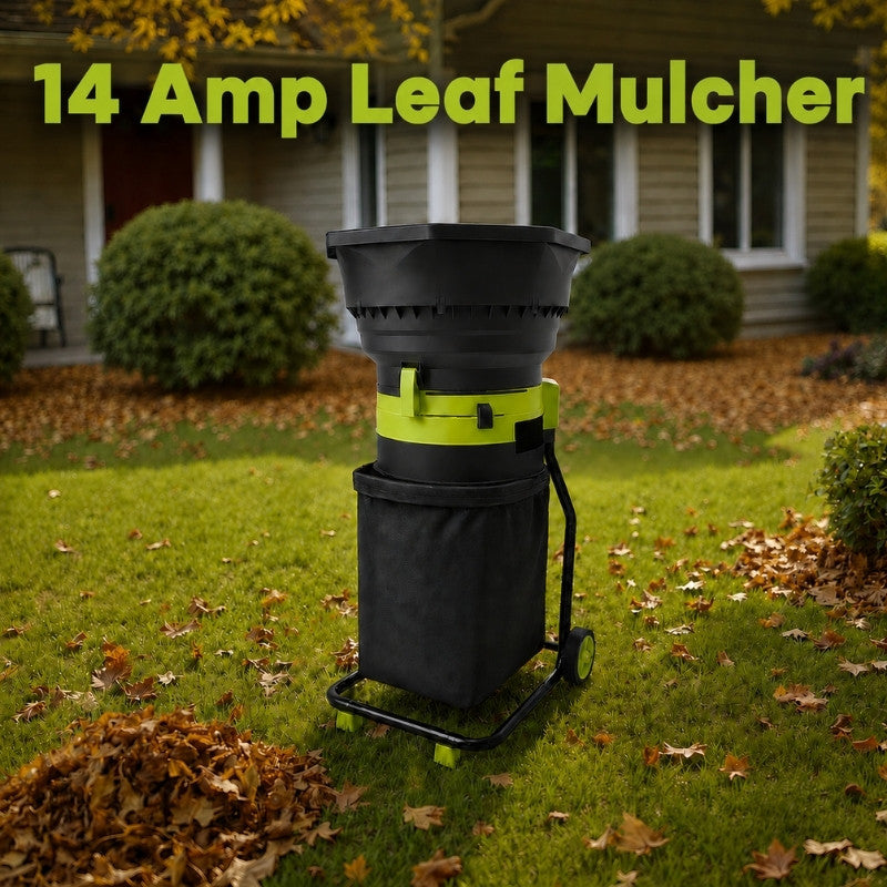 itoolmax electric leaf mulcher with wheels 14amp high speed motor