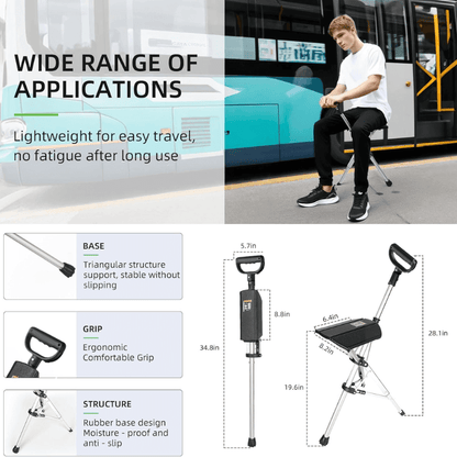 itoolmax folding walking stick with seat applications