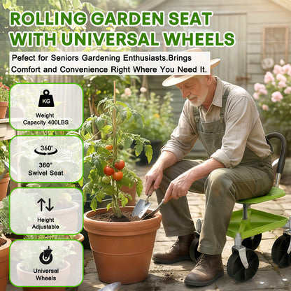 itoolmax garden rolling cart seat upgrade 360 wheel