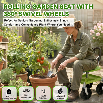 itoolmax garden rolling cart seat with 360 universal wheels