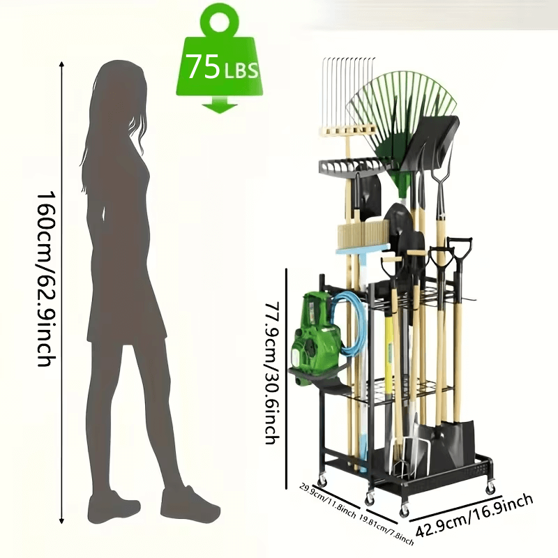itoolmax garden tool organizer on wheels up to 75lbs capacity