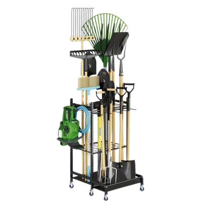 itoolmax garden tool organizer on wheels with 8 hooks