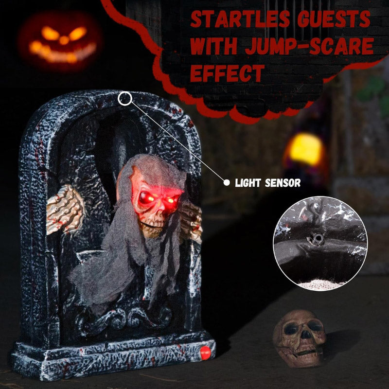 itoolmax halloween animatronics zombie tombstone product with light sensor