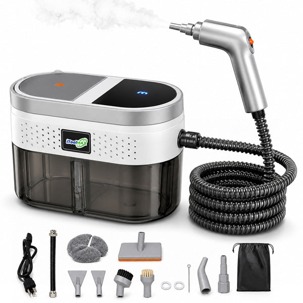 スチームアイロン 大型水タンク2L/ 2200W 強力パワー HL-802E 248°F Handheld Steam Cleaner with 7 Bursh Heads |1800 ML Water