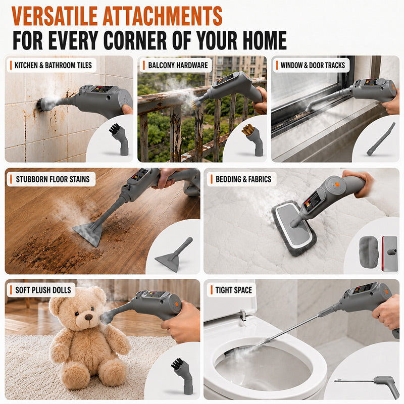 248°F Handheld Steam Cleaner with 7 Bursh Heads |1800 ML Water
