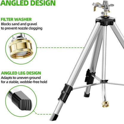 itoolmax impact tripod sprinkler for lawn garden details
