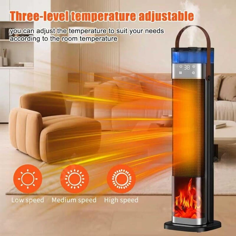 Portable Ceramic Heater & Humidifier with 3D Flame Effect – itoolmax