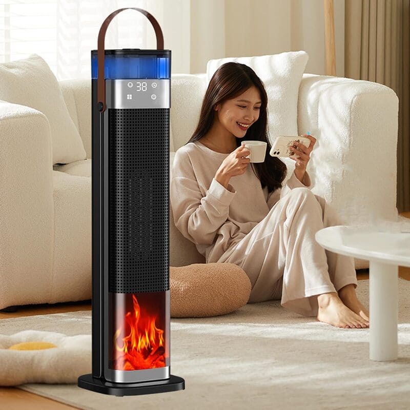 Portable Ceramic Heater & Humidifier with 3D Flame Effect – itoolmax